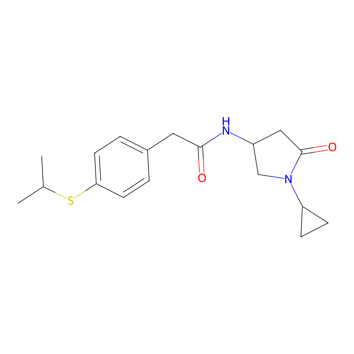N-(1-cyclopropyl-5-oxopyrrolidin-3-yl)-2-(4-(isopropylthio)phenyl)acetamide molecular structure, CAS 1396794-54-9