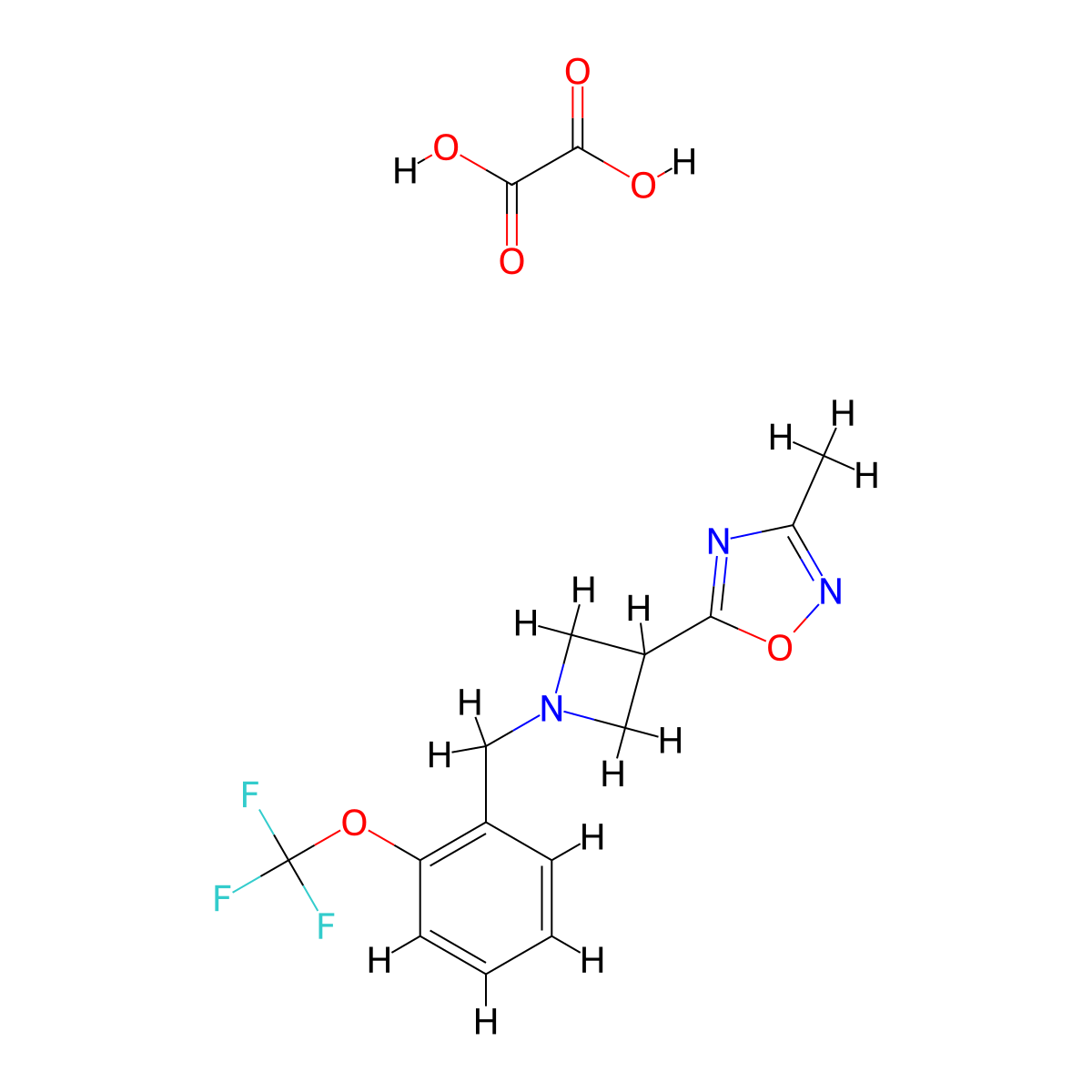 3-Methyl-5-(1-(2-(trifluoromethoxy)benzyl)azetidin-3-yl)-1,2,4-oxadiazole oxalate molecular structure, CAS 1396794-56-1