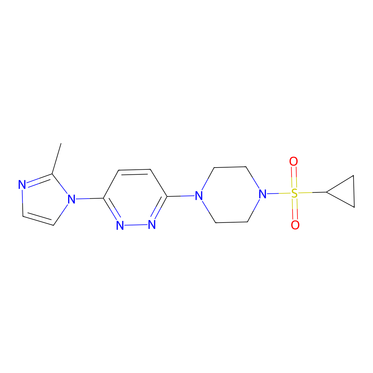 3-(4-(cyclopropylsulfonyl)piperazin-1-yl)-6-(2-methyl-1H-imidazol-1-yl)pyridazine molecular structure, CAS 1396794-70-9