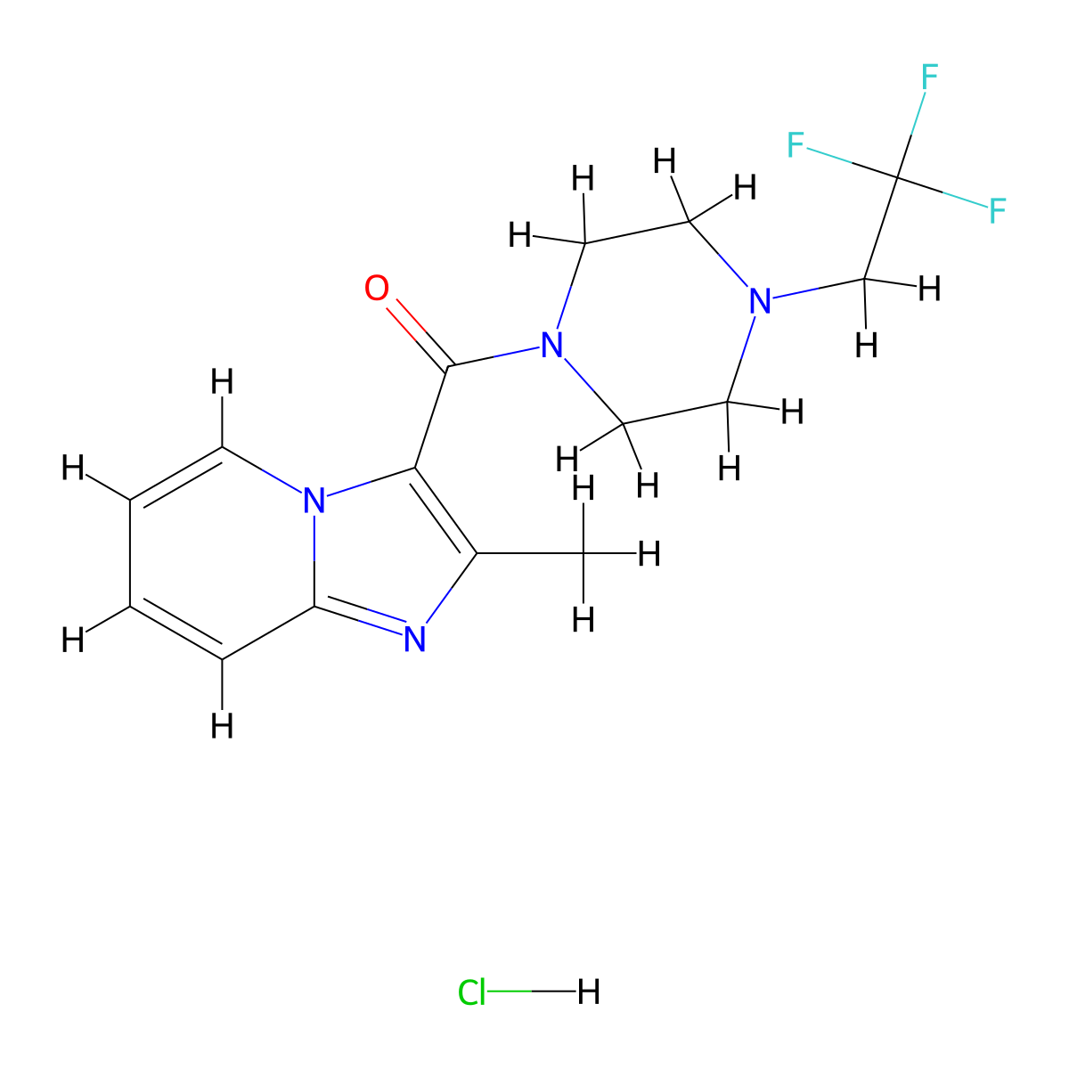 (2-Methylimidazo[1,2-a]pyridin-3-yl)(4-(2,2,2-trifluoroethyl)piperazin-1-yl)methanone hydrochloride molecular structure, CAS 1396794-72-1