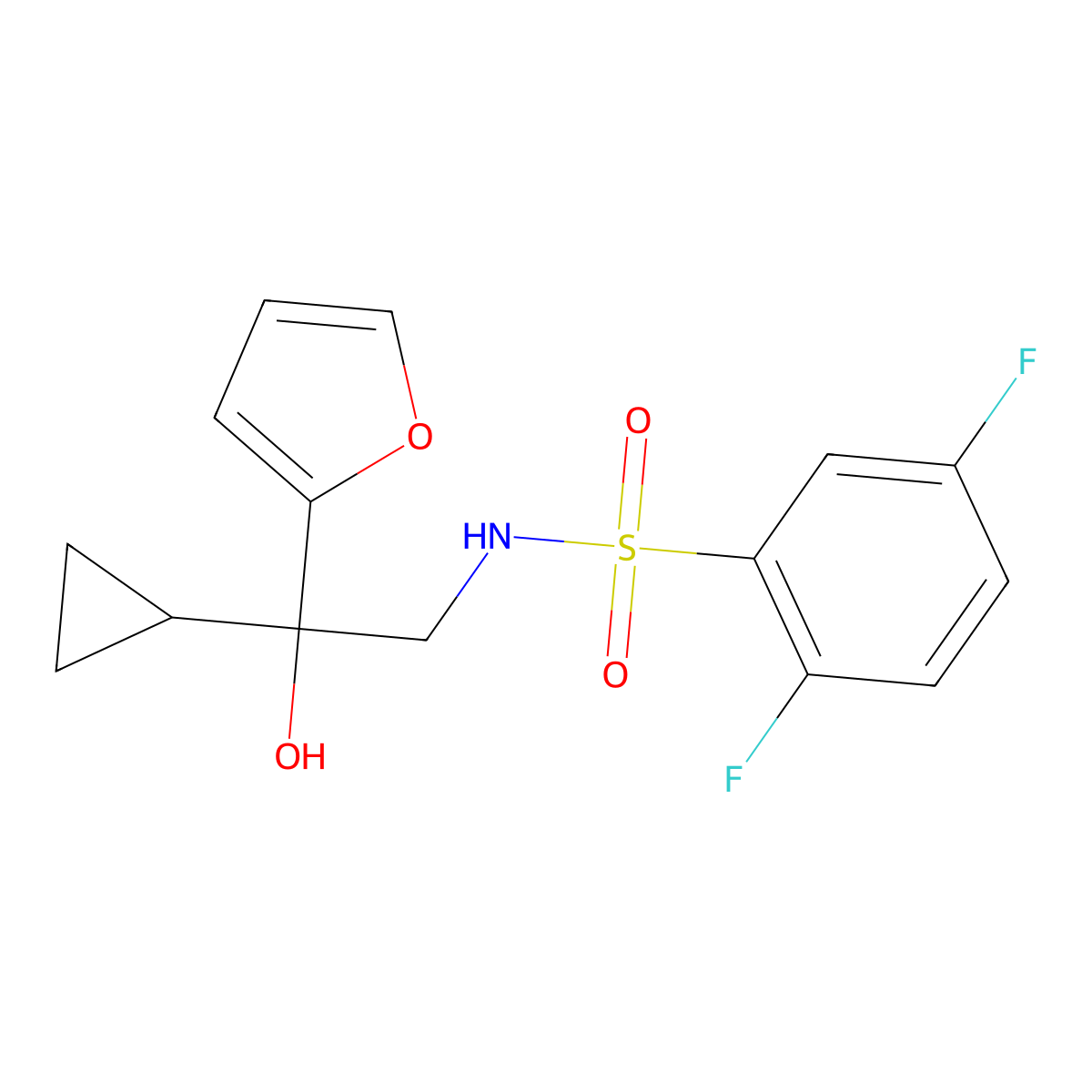 N-(2-cyclopropyl-2-(furan-2-yl)-2-hydroxyethyl)-2,5-difluorobenzenesulfonamide molecular structure, CAS 1396794-74-3