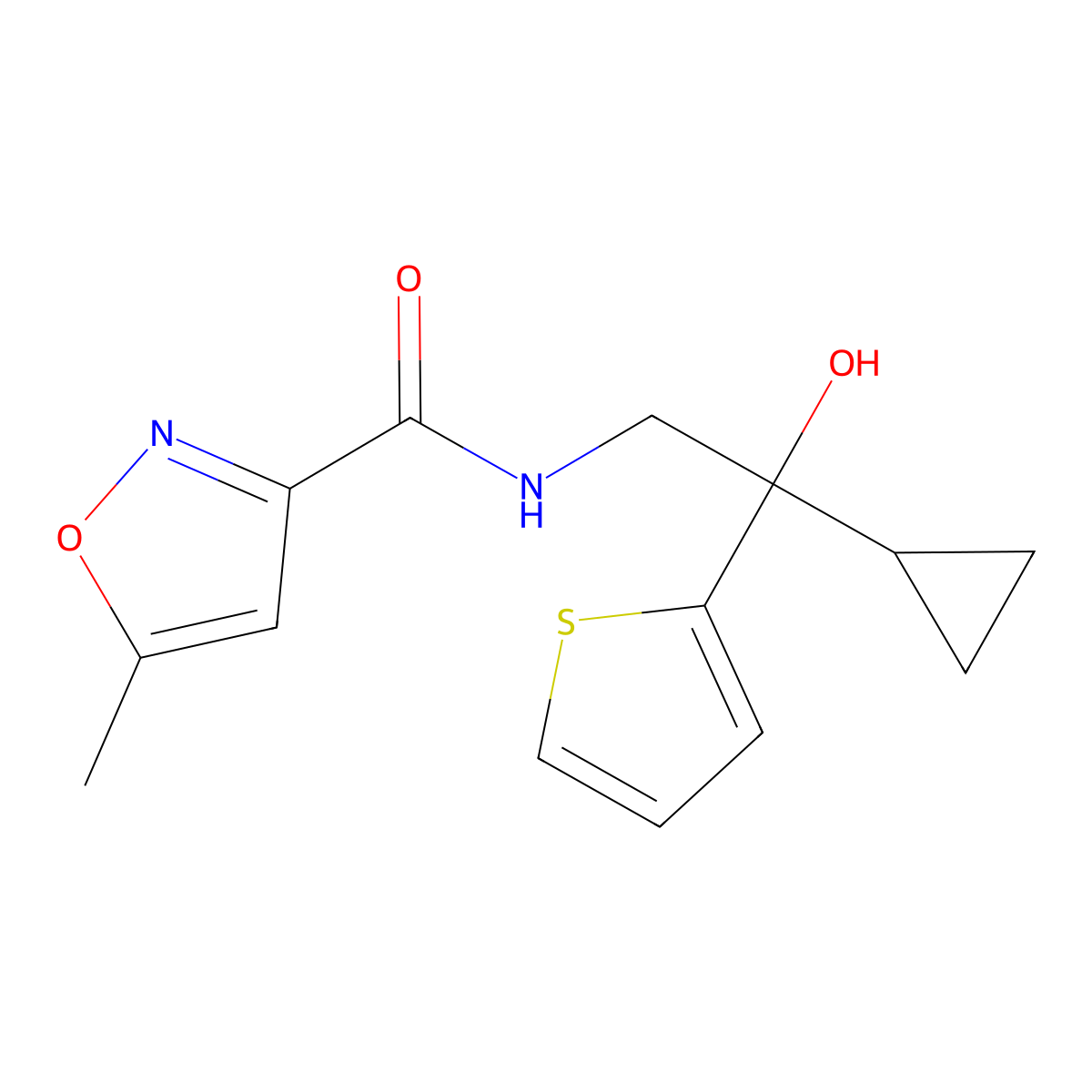 N-(2-cyclopropyl-2-hydroxy-2-(thiophen-2-yl)ethyl)-5-methylisoxazole-3-carboxamide molecular structure, CAS 1396794-75-4