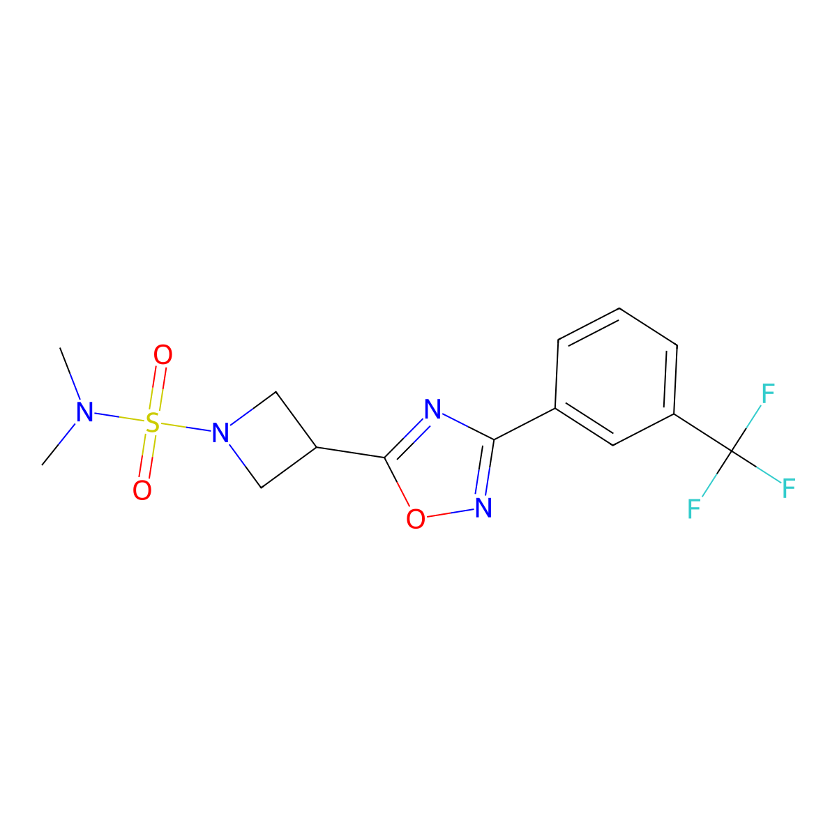 N,N-dimethyl-3-(3-(3-(trifluoromethyl)phenyl)-1,2,4-oxadiazol-5-yl)azetidine-1-sulfonamide molecular structure, CAS 1396794-77-6