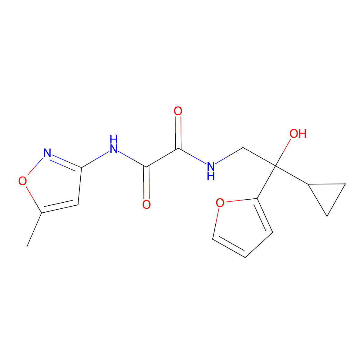 N1-(2-cyclopropyl-2-(furan-2-yl)-2-hydroxyethyl)-N2-(5-methylisoxazol-3-yl)oxalamide molecular structure, CAS 1396794-81-2