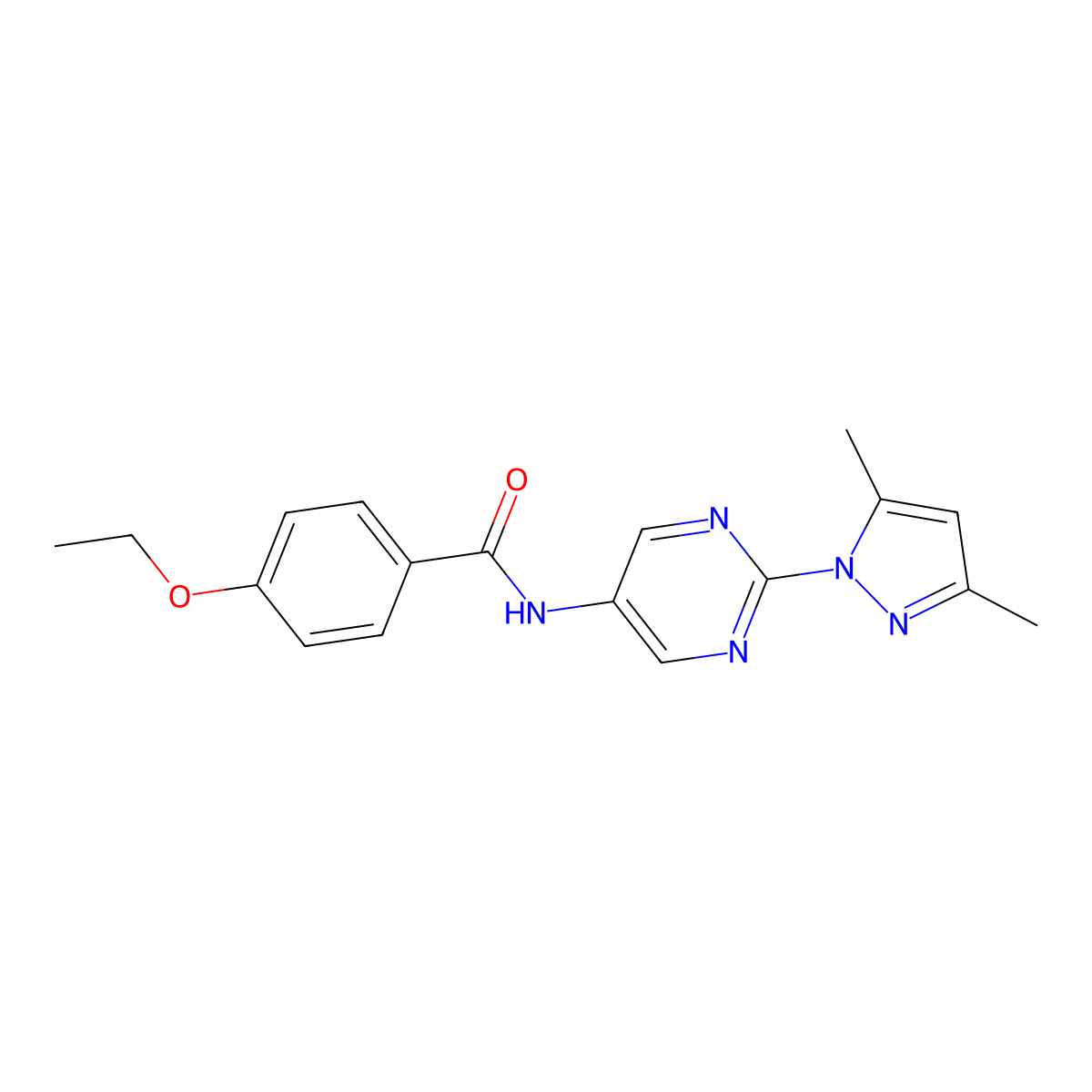 N-[2-(3,5-dimethyl-1H-pyrazol-1-yl)pyrimidin-5-yl]-4-ethoxybenzamide molecular structure, CAS 1396794-82-3