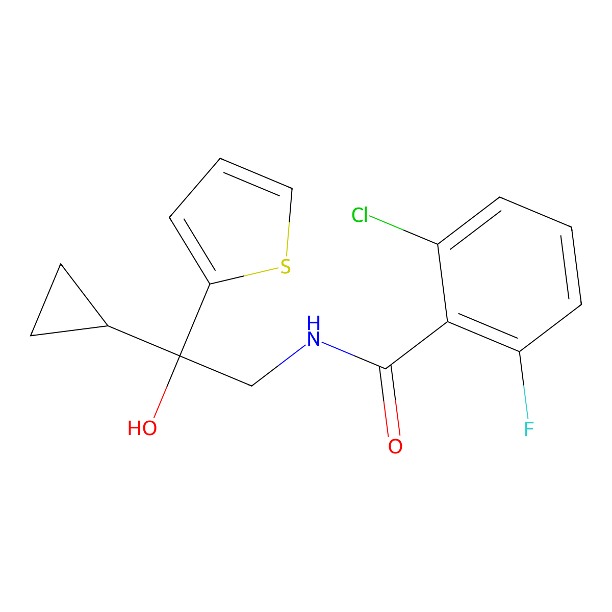2-chloro-N-[2-cyclopropyl-2-hydroxy-2-(thiophen-2-yl)ethyl]-6-fluorobenzamide molecular structure, CAS 1396794-83-4