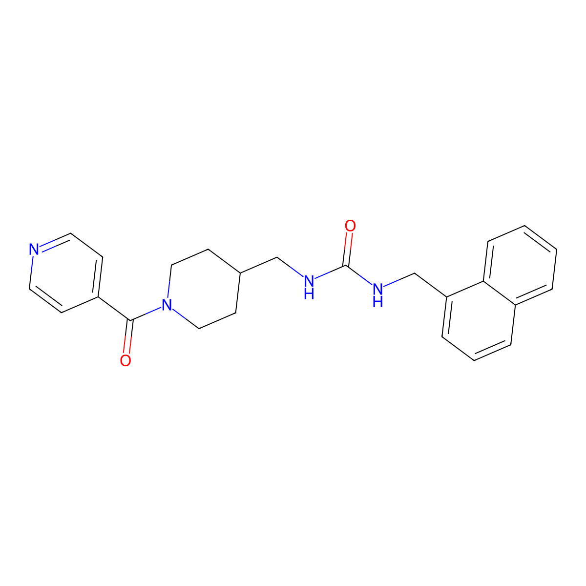 1-((1-Isonicotinoylpiperidin-4-yl)methyl)-3-(naphthalen-1-ylmethyl)urea molecular structure, CAS 1396794-85-6