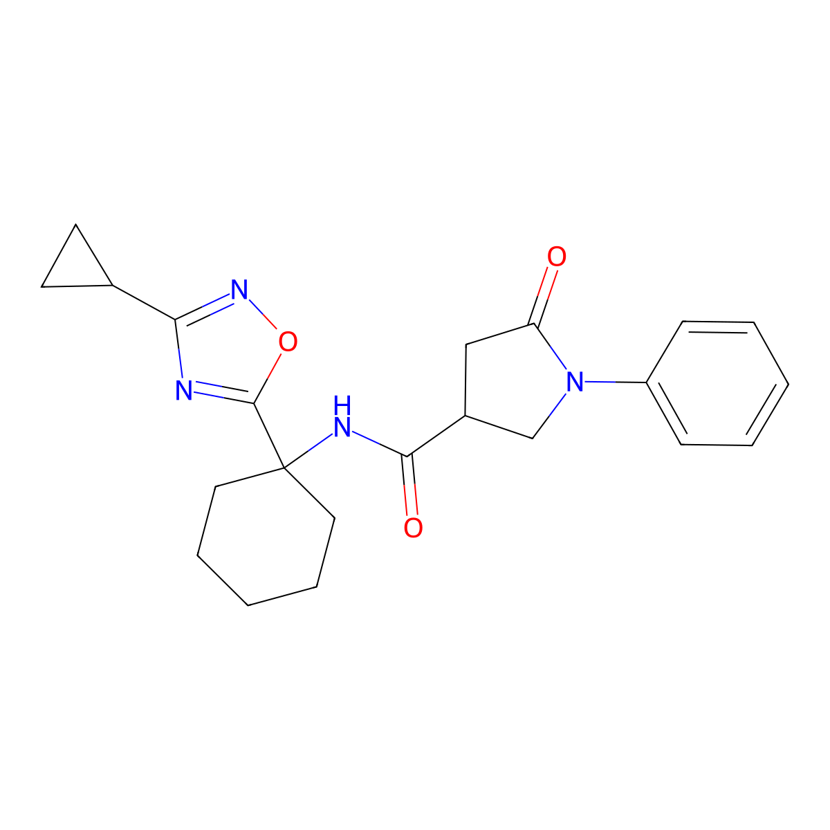 N-[1-(3-cyclopropyl-1,2,4-oxadiazol-5-yl)cyclohexyl]-5-oxo-1-phenylpyrrolidine-3-carboxamide molecular structure, CAS 1396794-87-8