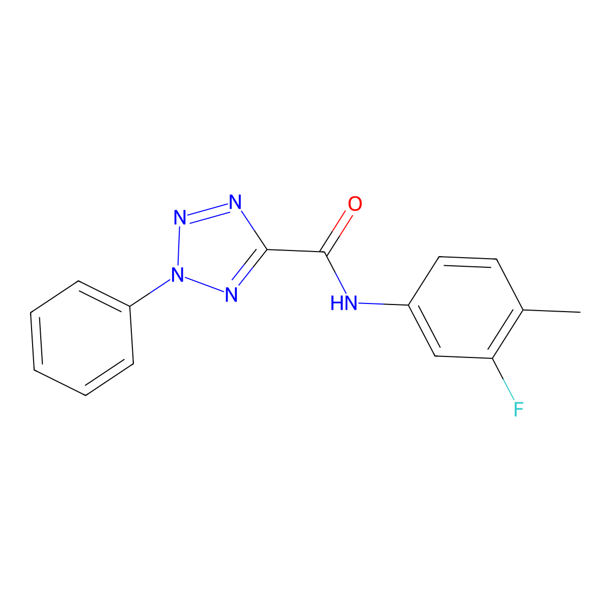 N-(3-fluoro-4-methylphenyl)-2-phenyl-2H-tetrazole-5-carboxamide molecular structure, CAS 1396794-95-8