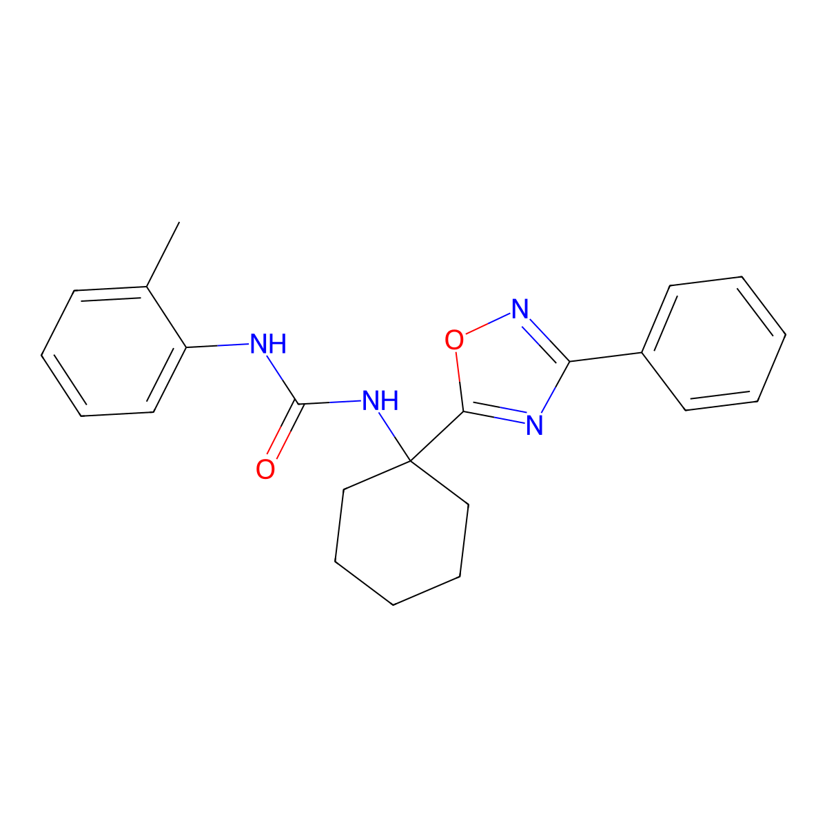 1-(1-(3-Phenyl-1,2,4-oxadiazol-5-yl)cyclohexyl)-3-(o-tolyl)urea molecular structure, CAS 1396794-97-0