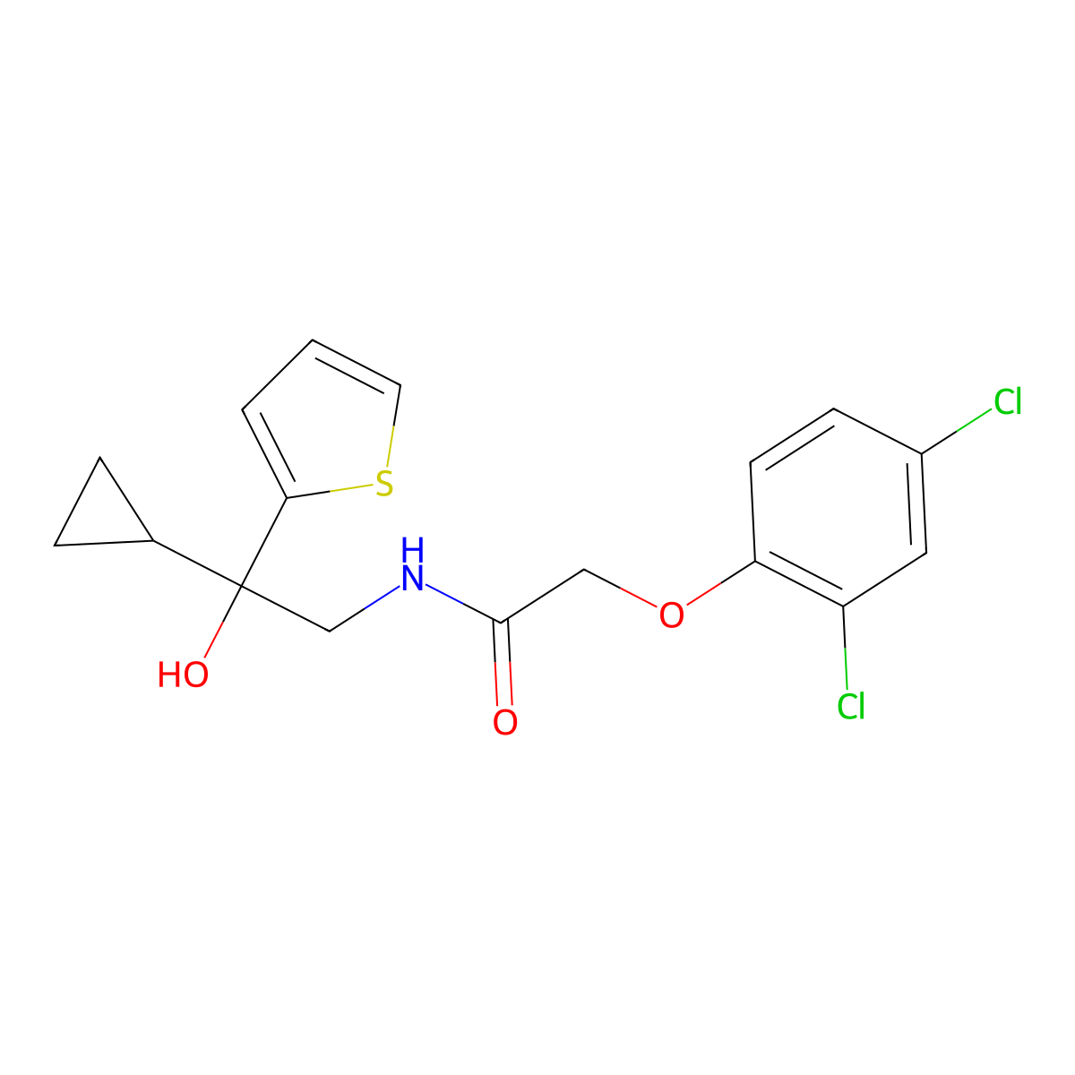 N-[2-cyclopropyl-2-hydroxy-2-(thiophen-2-yl)ethyl]-2-(2,4-dichlorophenoxy)acetamide molecular structure, CAS 1396795-00-8