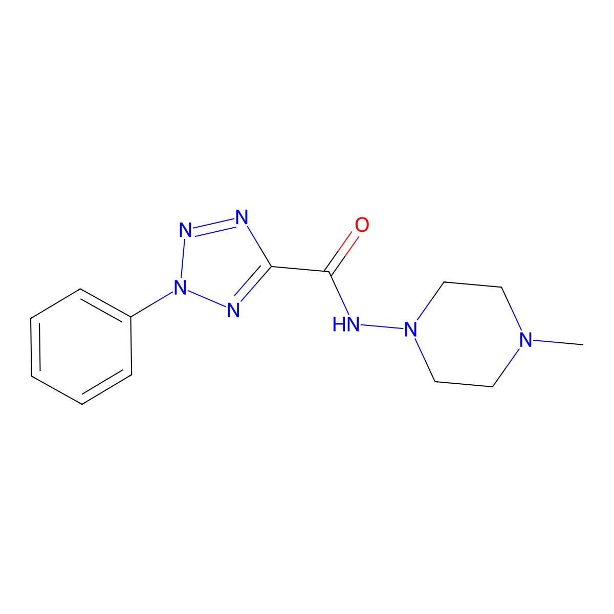 N-(4-methylpiperazin-1-yl)-2-phenyl-2H-tetrazole-5-carboxamide molecular structure, CAS 1396795-03-1