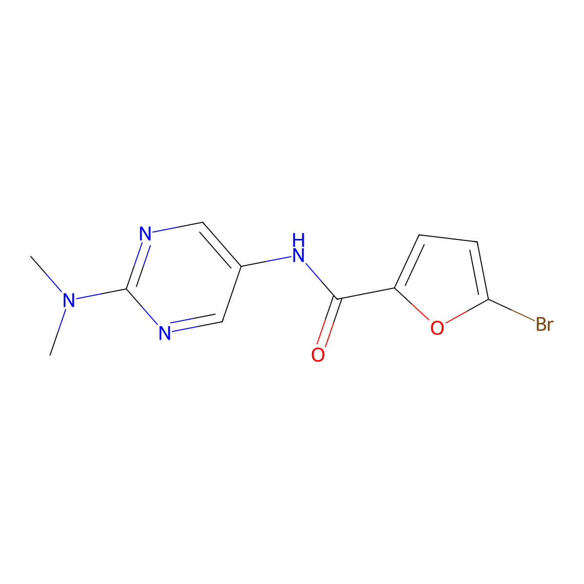 5-bromo-N-[2-(dimethylamino)pyrimidin-5-yl]furan-2-carboxamide molecular structure, CAS 1396795-09-7