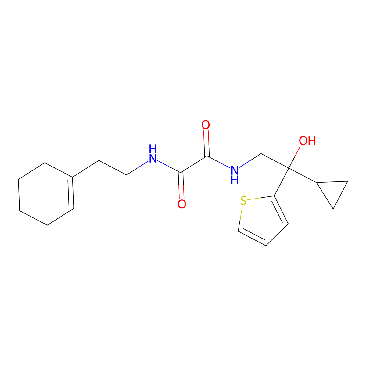 N1-(2-(cyclohex-1-en-1-yl)ethyl)-N2-(2-cyclopropyl-2-hydroxy-2-(thiophen-2-yl)ethyl)oxalamide molecular structure, CAS 1396795-15-5
