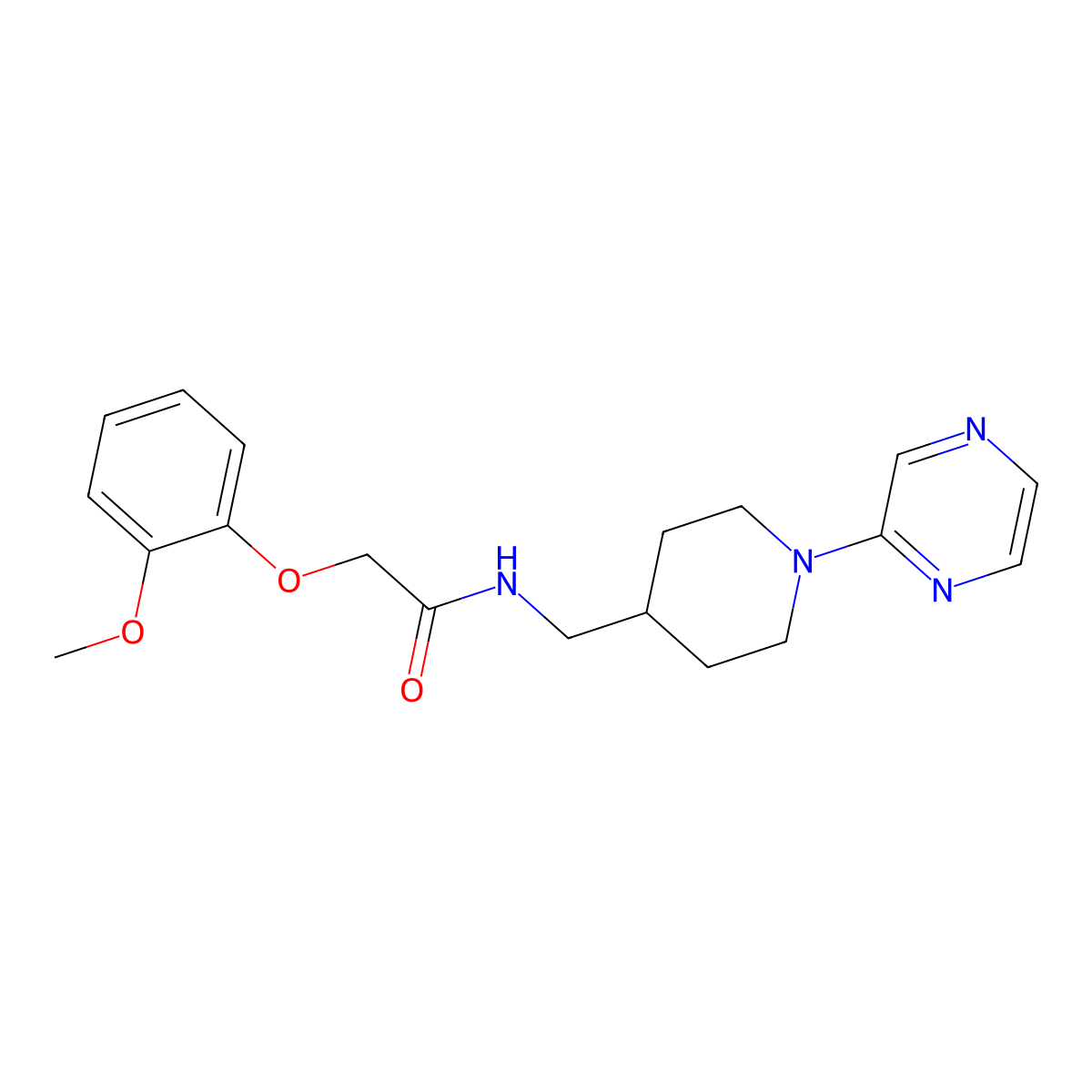 2-(2-methoxyphenoxy)-N-((1-(pyrazin-2-yl)piperidin-4-yl)methyl)acetamide molecular structure, CAS 1396795-19-9