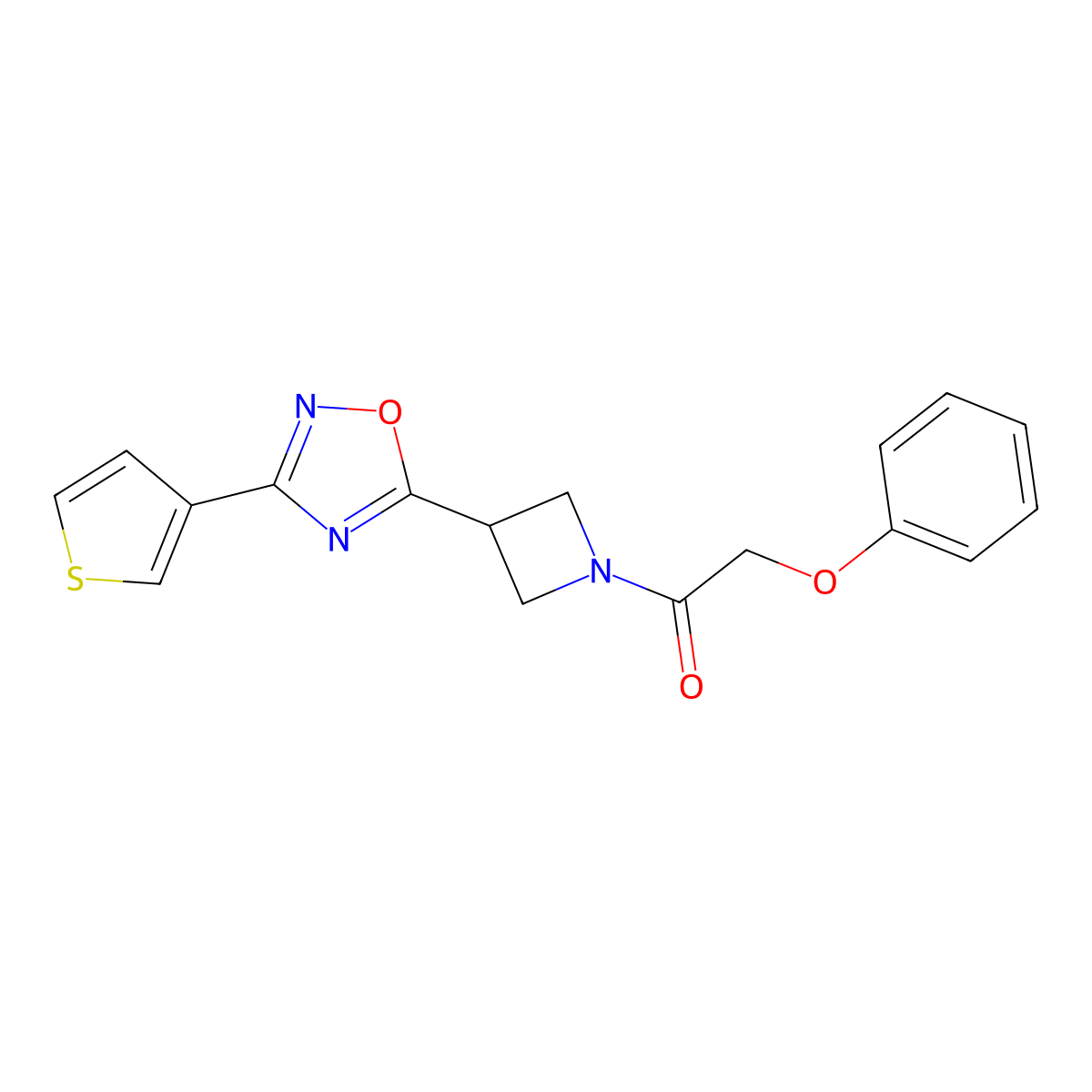 2-Phenoxy-1-(3-(3-(thiophen-3-yl)-1,2,4-oxadiazol-5-yl)azetidin-1-yl)ethanone molecular structure, CAS 1396795-29-1