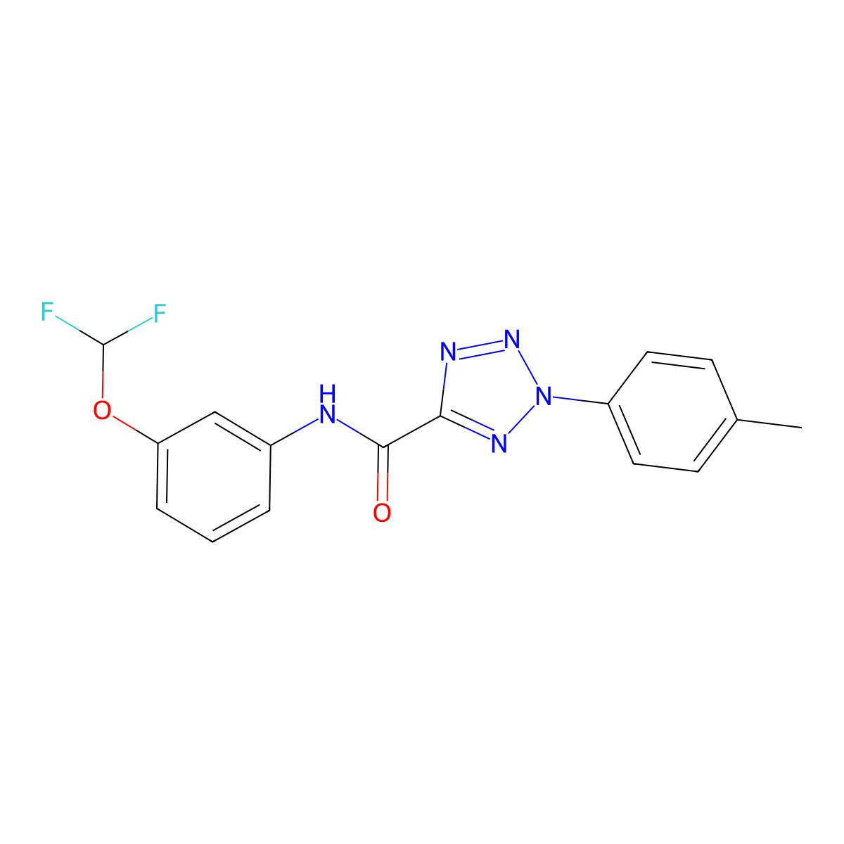 N-(3-(difluoromethoxy)phenyl)-2-(p-tolyl)-2H-tetrazole-5-carboxamide molecular structure, CAS 1396795-31-5