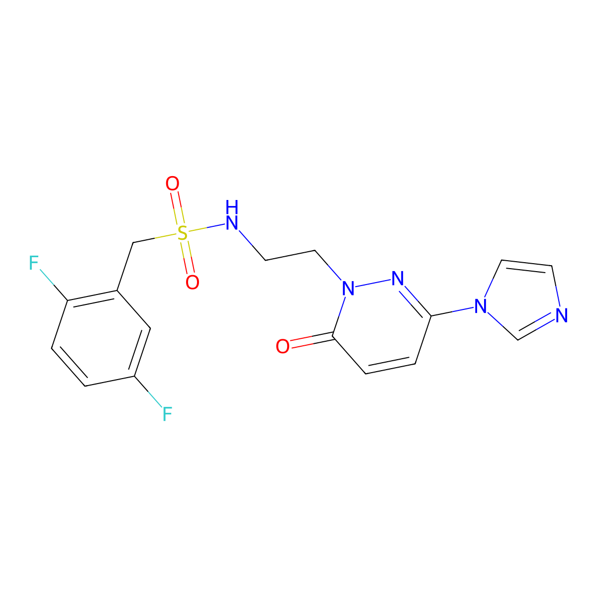N-(2-(3-(1H-imidazol-1-yl)-6-oxopyridazin-1(6H)-yl)ethyl)-1-(2,5-difluorophenyl)methanesulfonamide molecular structure, CAS 1396795-32-6