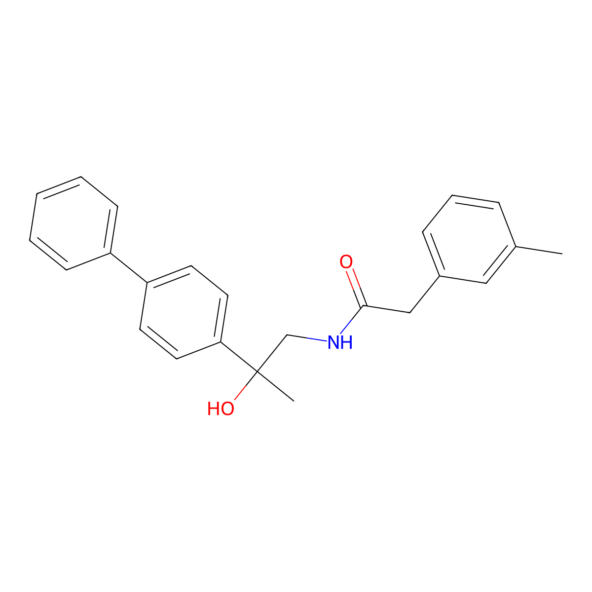 N-(2-([1,1'-biphenyl]-4-yl)-2-hydroxypropyl)-2-(m-tolyl)acetamide molecular structure, CAS 1396795-33-7