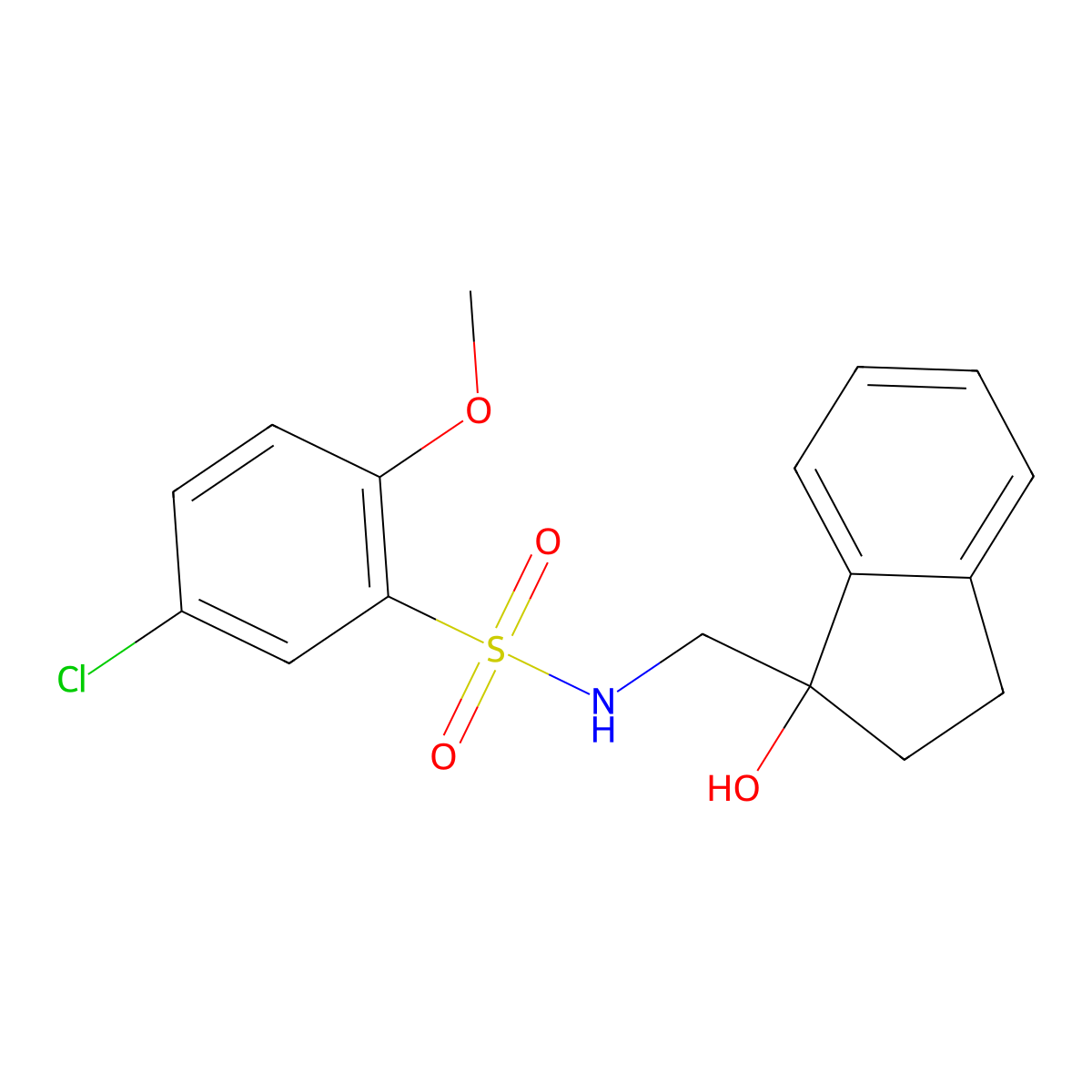 5-chloro-N-((1-hydroxy-2,3-dihydro-1H-inden-1-yl)methyl)-2-methoxybenzenesulfonamide molecular structure, CAS 1396795-34-8