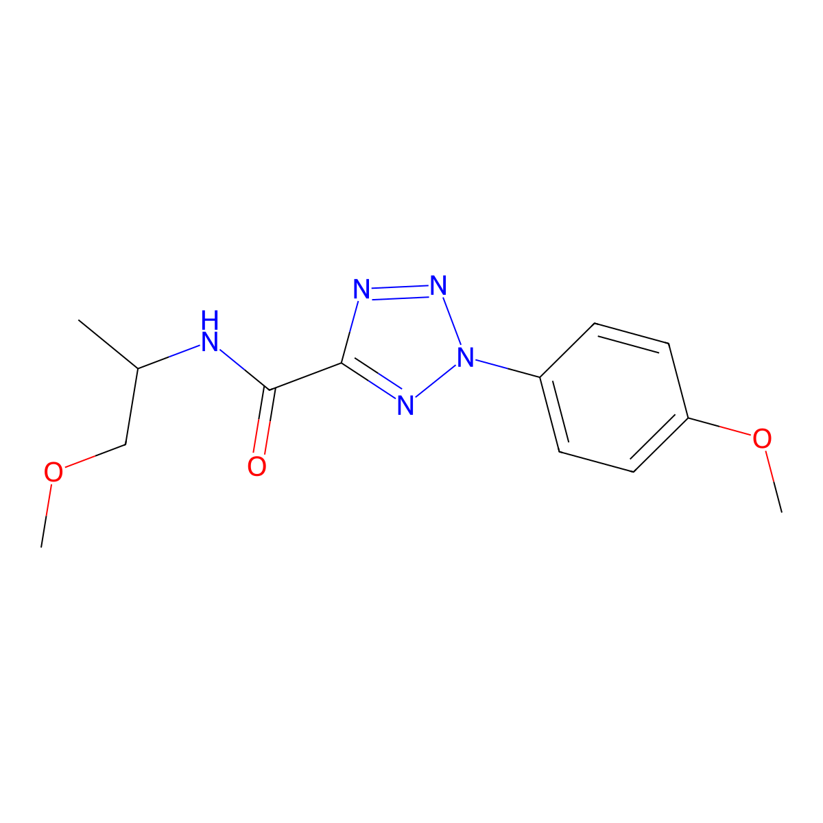 2-(4-methoxyphenyl)-N-(1-methoxypropan-2-yl)-2H-tetrazole-5-carboxamide molecular structure, CAS 1396795-37-1