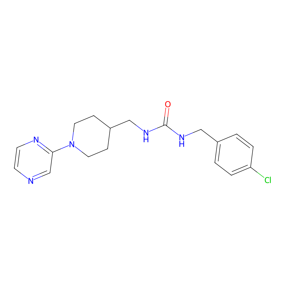 1-(4-Chlorobenzyl)-3-((1-(pyrazin-2-yl)piperidin-4-yl)methyl)urea molecular structure, CAS 1396795-39-3