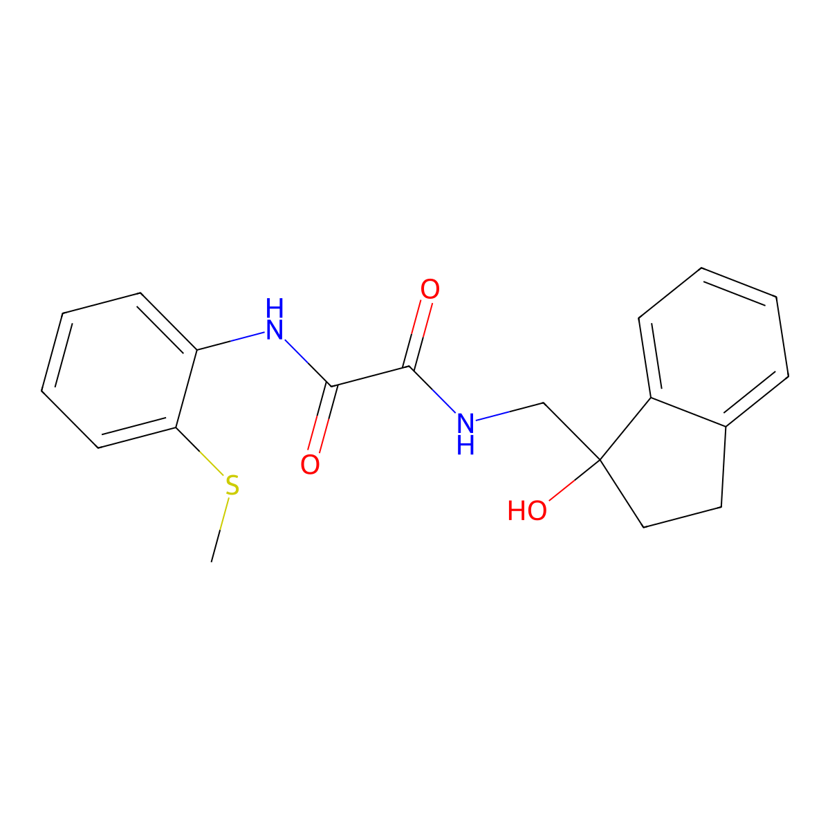 N1-((1-hydroxy-2,3-dihydro-1H-inden-1-yl)methyl)-N2-(2-(methylthio)phenyl)oxalamide molecular structure, CAS 1396795-42-8