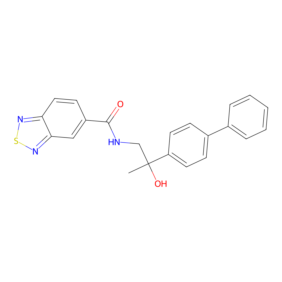 N-(2-([1,1'-biphenyl]-4-yl)-2-hydroxypropyl)benzo[c][1,2,5]thiadiazole-5-carboxamide molecular structure, CAS 1396795-45-1