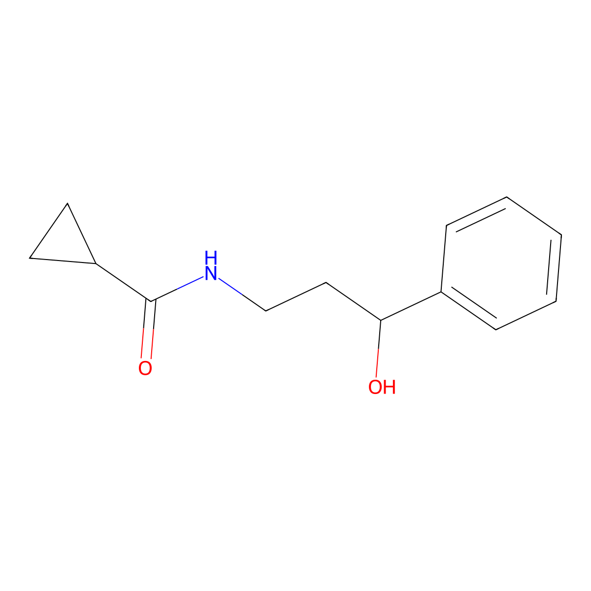 N-(3-hydroxy-3-phenylpropyl)cyclopropanecarboxamide molecular structure, CAS 1396795-46-2