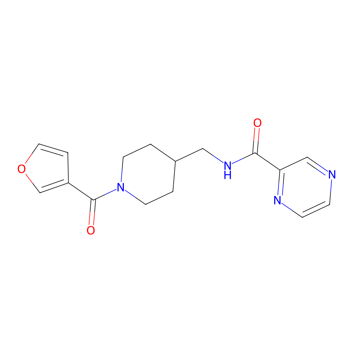 N-{[1-(furan-3-carbonyl)piperidin-4-yl]methyl}pyrazine-2-carboxamide molecular structure, CAS 1396795-51-9