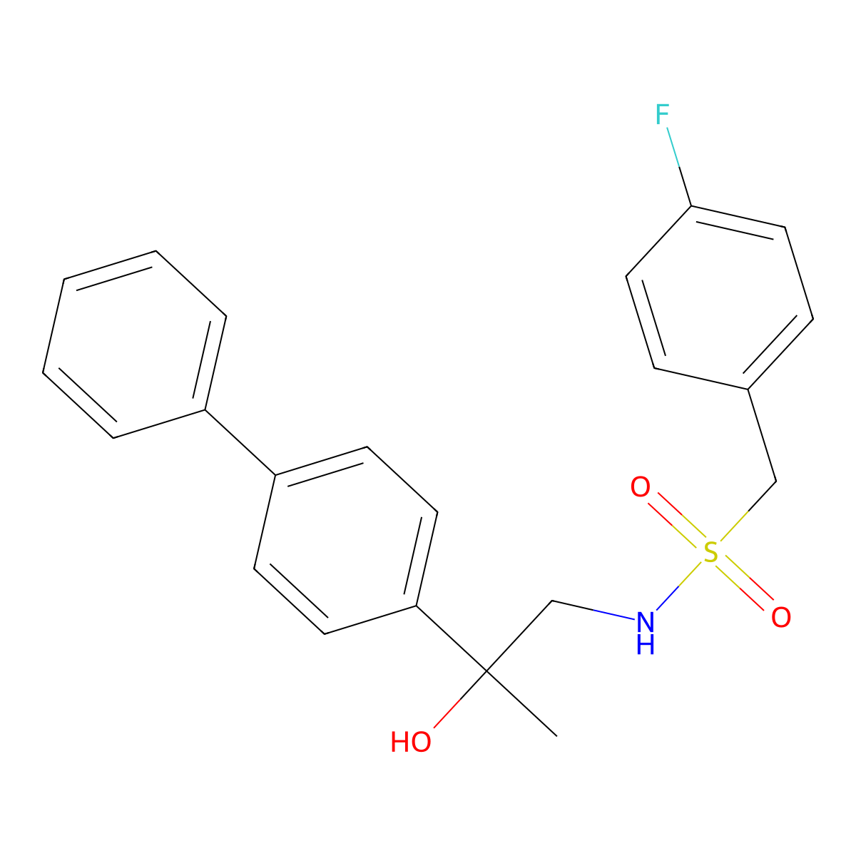 N-(2-([1,1'-biphenyl]-4-yl)-2-hydroxypropyl)-1-(4-fluorophenyl)methanesulfonamide molecular structure, CAS 1396795-52-0