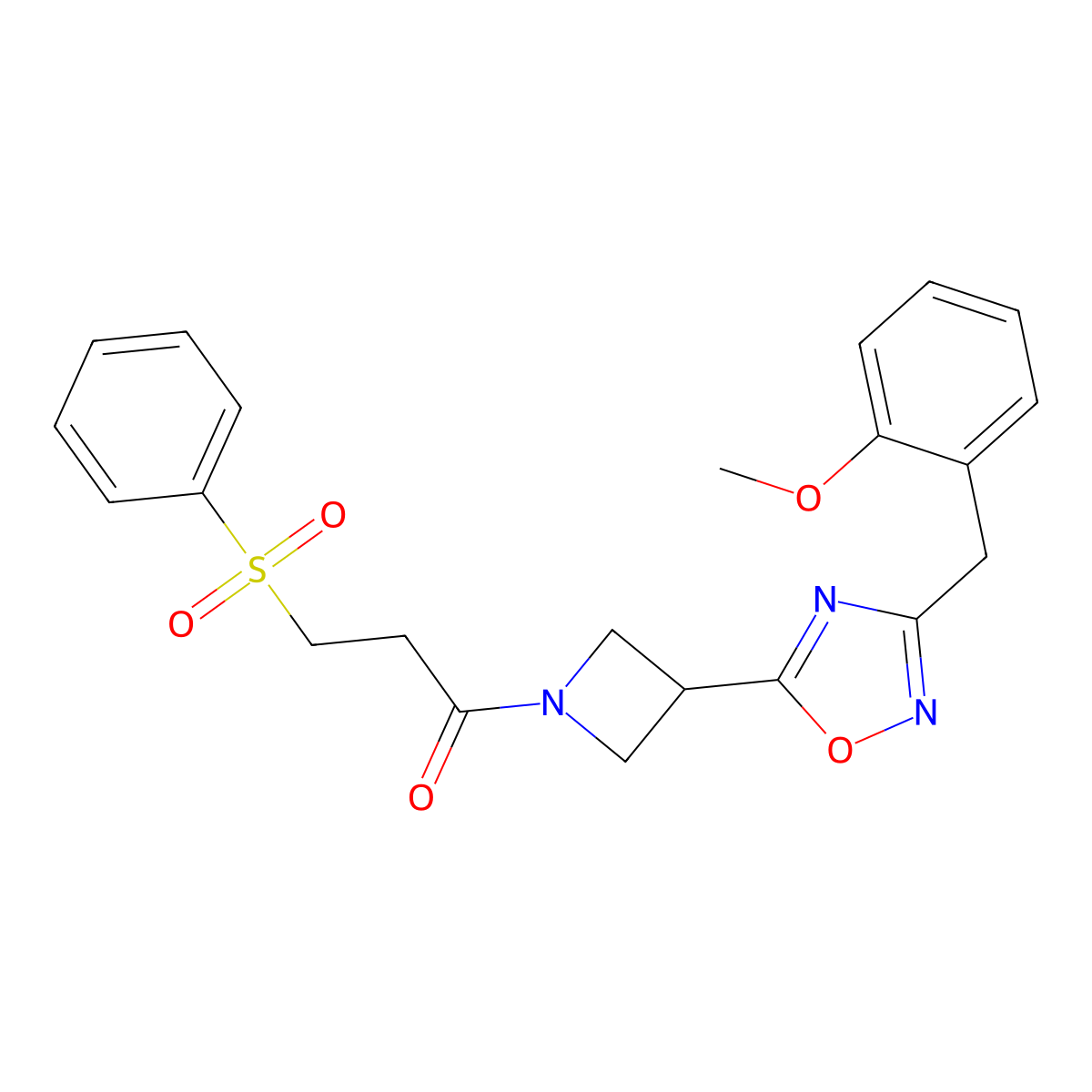 1-(3-(3-(2-Methoxybenzyl)-1,2,4-oxadiazol-5-yl)azetidin-1-yl)-3-(phenylsulfonyl)propan-1-one molecular structure, CAS 1396795-54-2