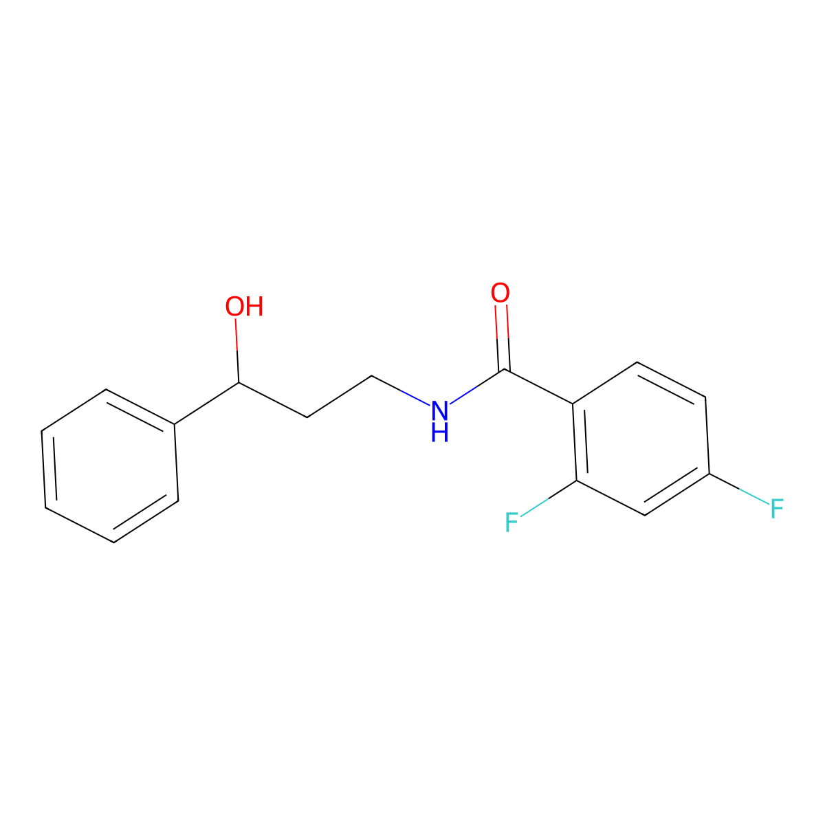 2,4-difluoro-N-(3-hydroxy-3-phenylpropyl)benzamide molecular structure, CAS 1396795-56-4