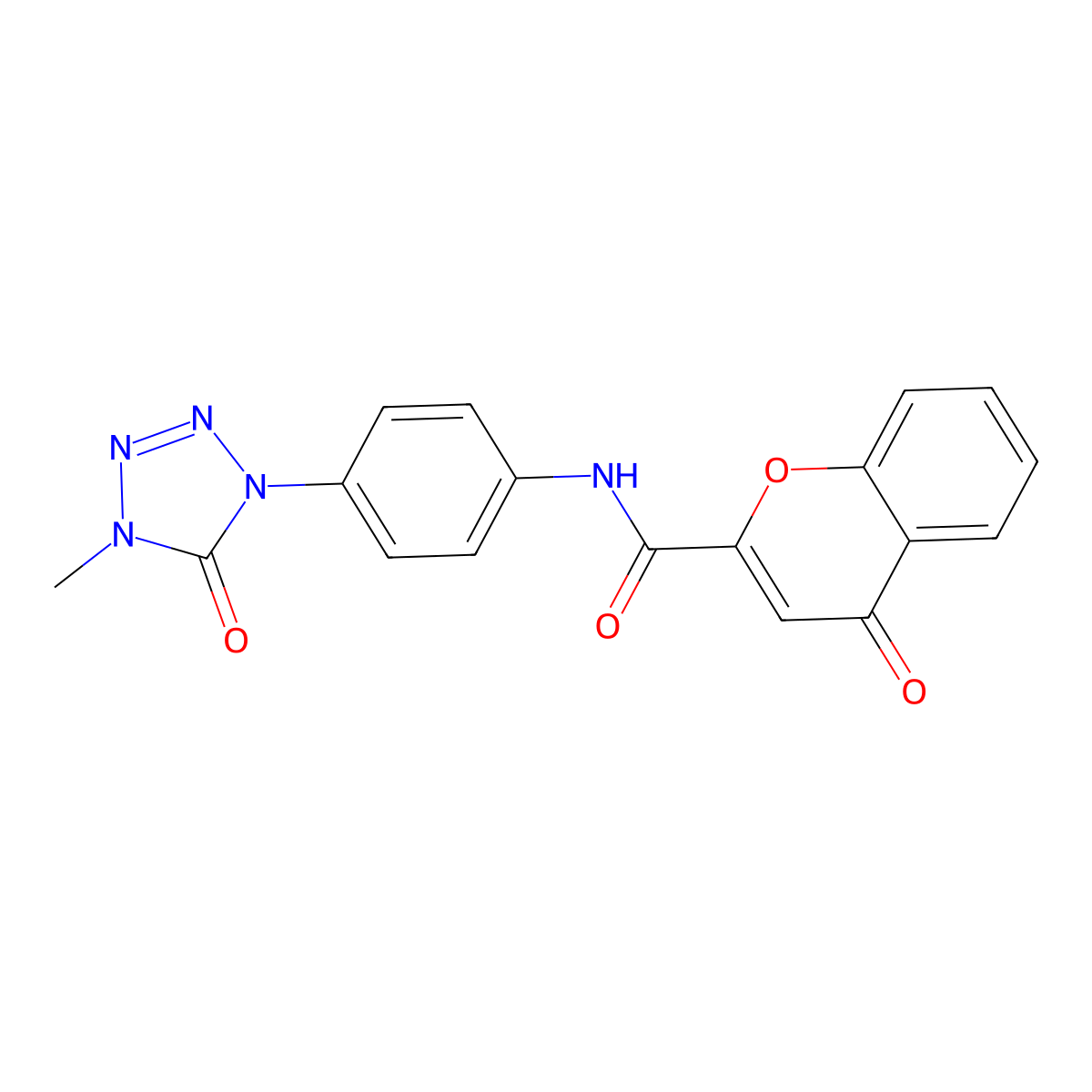 N-(4-(4-methyl-5-oxo-4,5-dihydro-1H-tetrazol-1-yl)phenyl)-4-oxo-4H-chromene-2-carboxamide molecular structure, CAS 1396795-57-5