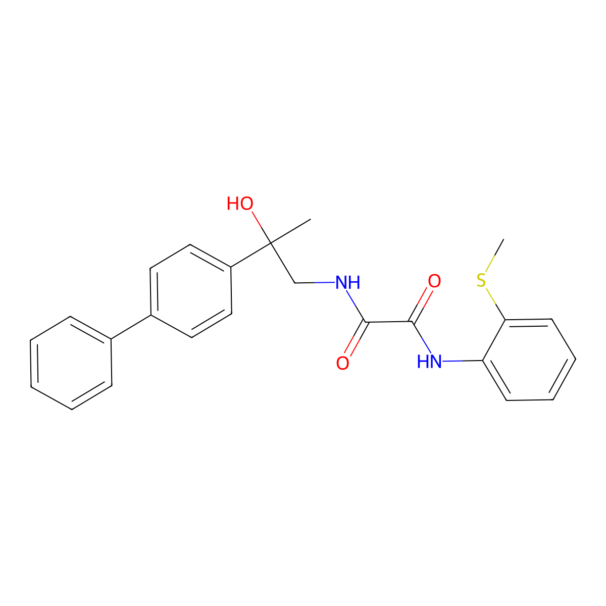 N1-(2-([1,1'-biphenyl]-4-yl)-2-hydroxypropyl)-N2-(2-(methylthio)phenyl)oxalamide molecular structure, CAS 1396795-58-6