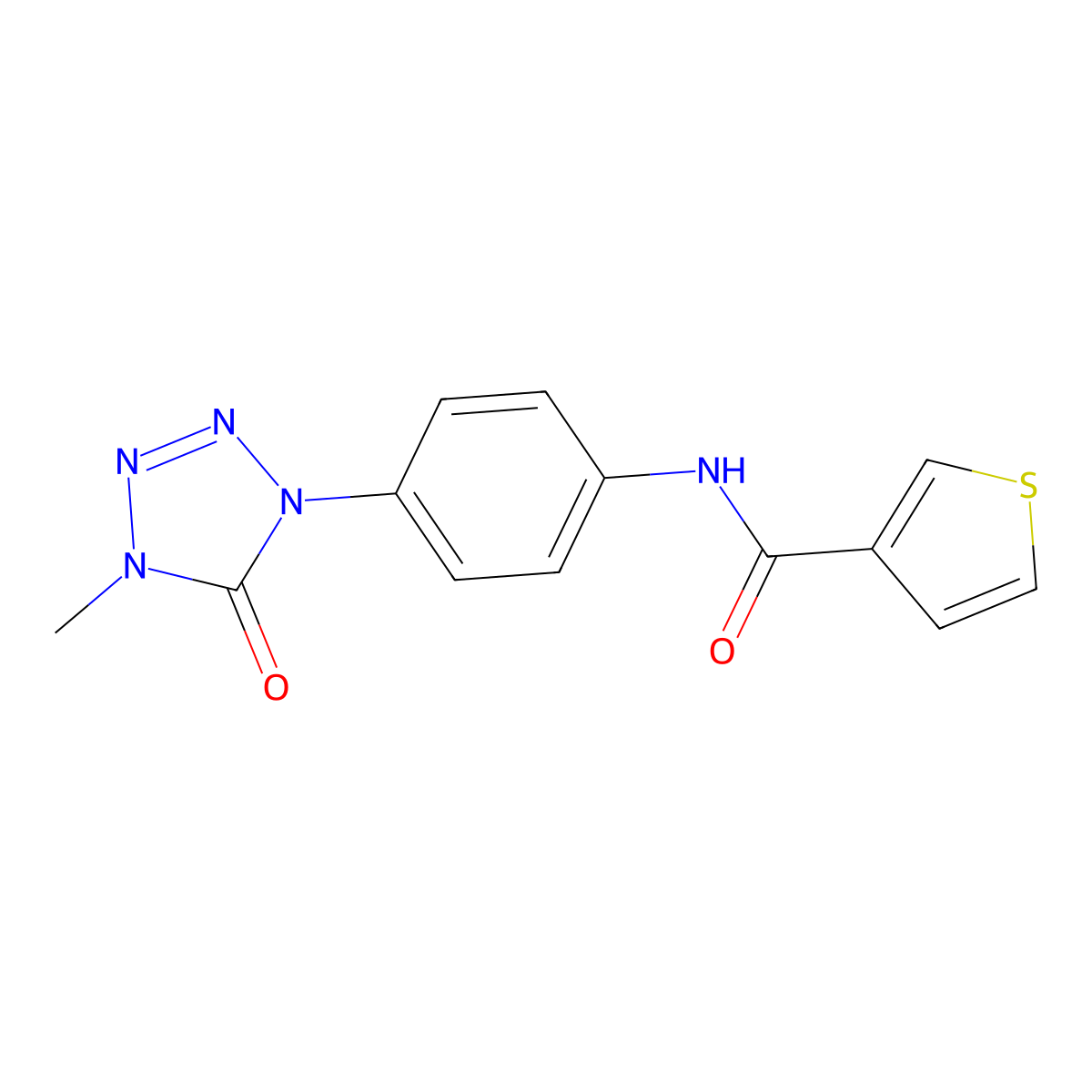 N-(4-(4-methyl-5-oxo-4,5-dihydro-1H-tetrazol-1-yl)phenyl)thiophene-3-carboxamide molecular structure, CAS 1396797-97-9