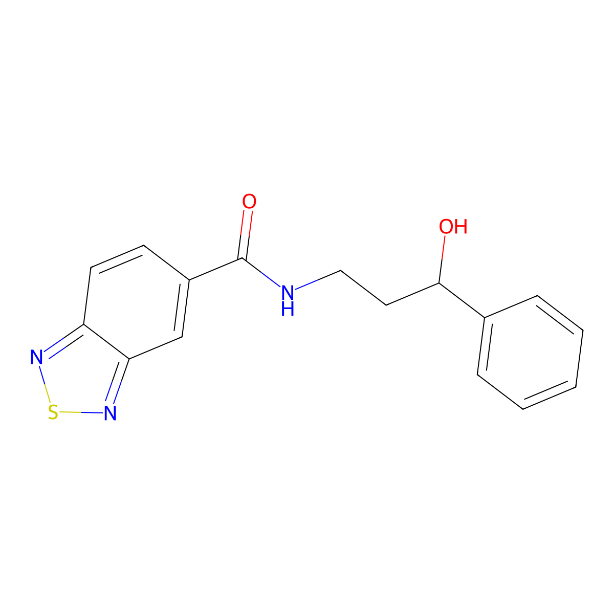 N-(3-hydroxy-3-phenylpropyl)-2,1,3-benzothiadiazole-5-carboxamide molecular structure, CAS 1396798-02-9