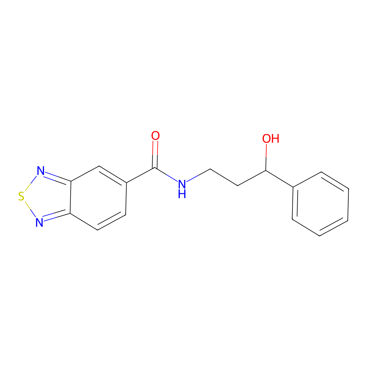 N-(3-hydroxy-3-phenylpropyl)-2,1,3-benzothiadiazole-5-carboxamide molecular structure, CAS 1396798-02-9