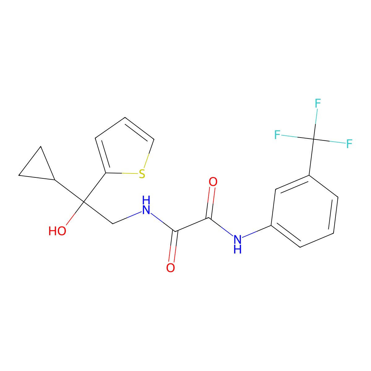 N1-(2-cyclopropyl-2-hydroxy-2-(thiophen-2-yl)ethyl)-N2-(3-(trifluoromethyl)phenyl)oxalamide molecular structure, CAS 1396798-03-0
