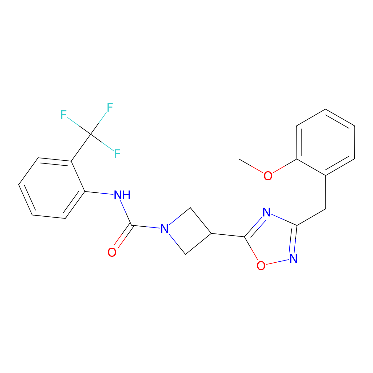 3-(3-(2-methoxybenzyl)-1,2,4-oxadiazol-5-yl)-N-(2-(trifluoromethyl)phenyl)azetidine-1-carboxamide molecular structure, CAS 1396798-06-3