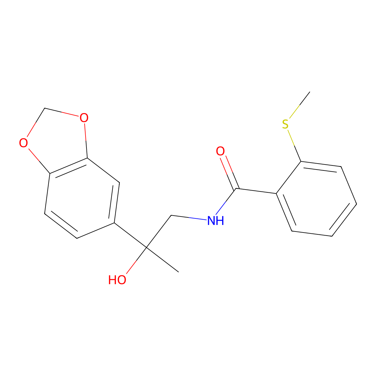 N-(2-(benzo[d][1,3]dioxol-5-yl)-2-hydroxypropyl)-2-(methylthio)benzamide molecular structure, CAS 1396798-07-4