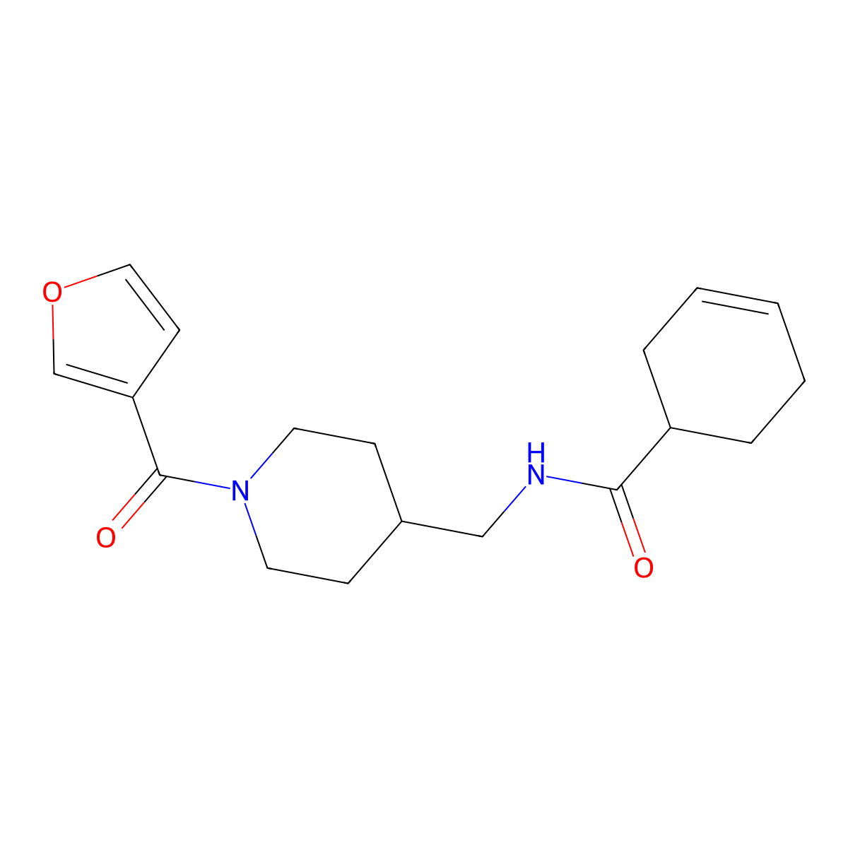 N-((1-(furan-3-carbonyl)piperidin-4-yl)methyl)cyclohex-3-enecarboxamide molecular structure, CAS 1396798-10-9