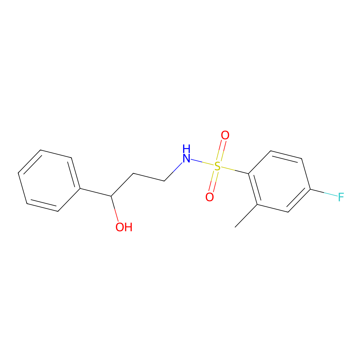 4-fluoro-N-(3-hydroxy-3-phenylpropyl)-2-methylbenzenesulfonamide molecular structure, CAS 1396798-14-3