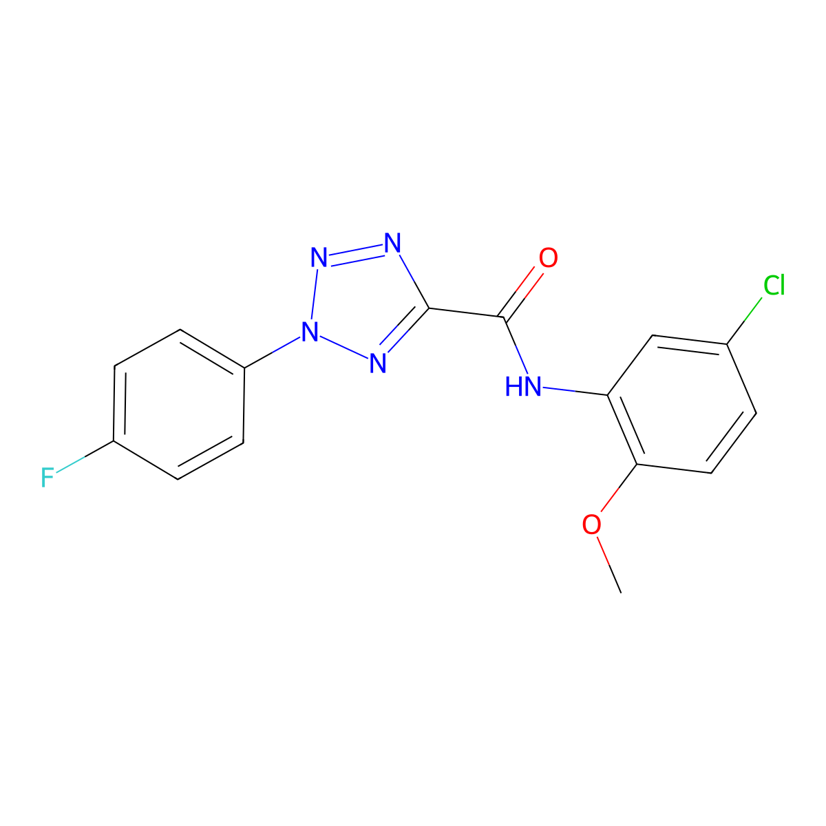 N-(5-chloro-2-methoxyphenyl)-2-(4-fluorophenyl)-2H-tetrazole-5-carboxamide molecular structure, CAS 1396798-16-5