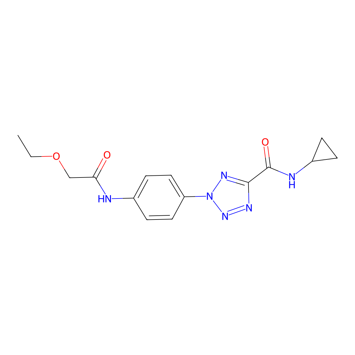 N-cyclopropyl-2-(4-(2-ethoxyacetamido)phenyl)-2H-tetrazole-5-carboxamide molecular structure, CAS 1396798-19-8