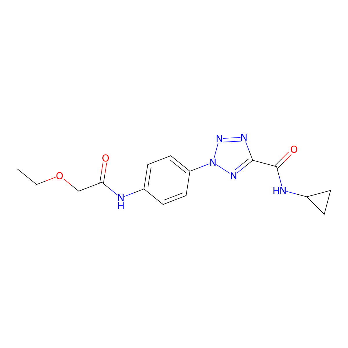 N-cyclopropyl-2-(4-(2-ethoxyacetamido)phenyl)-2H-tetrazole-5-carboxamide molecular structure, CAS 1396798-19-8