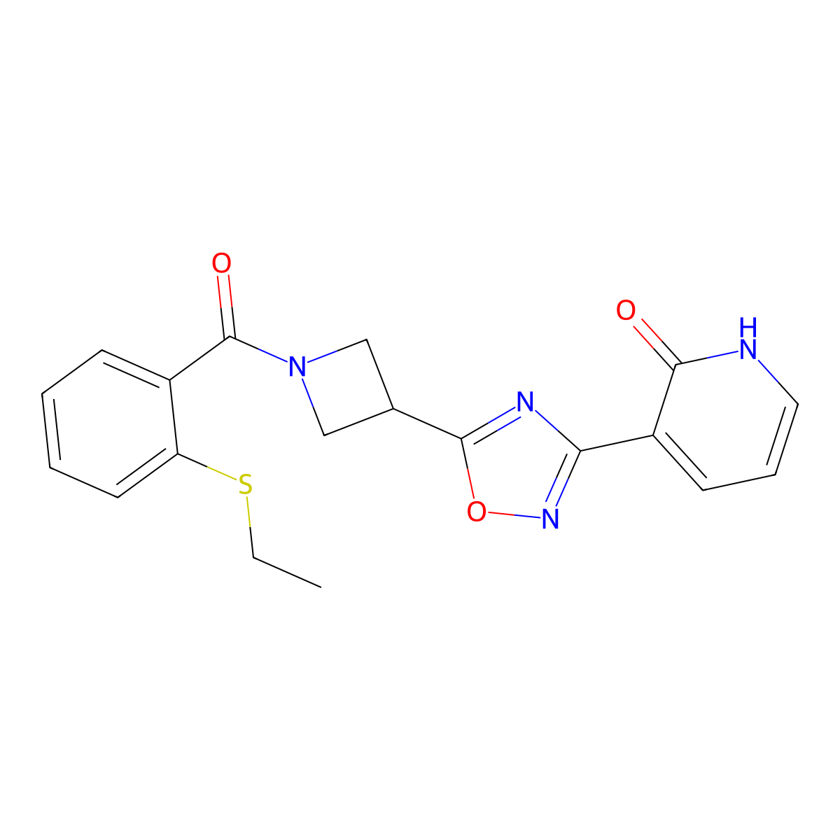 3-(5-(1-(2-(ethylthio)benzoyl)azetidin-3-yl)-1,2,4-oxadiazol-3-yl)pyridin-2(1H)-one molecular structure, CAS 1396798-20-1