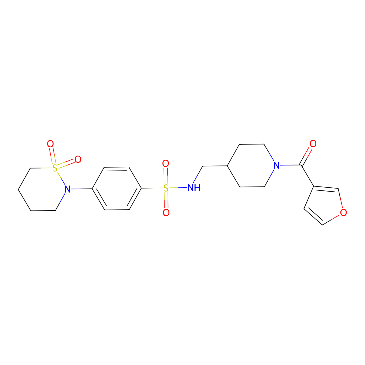 4-(1,1-dioxido-1,2-thiazinan-2-yl)-N-((1-(furan-3-carbonyl)piperidin-4-yl)methyl)benzenesulfonamide molecular structure, CAS 1396798-25-6