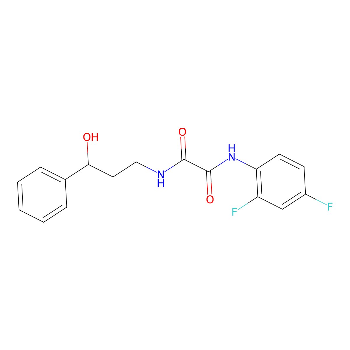 N-(2,4-difluorophenyl)-N'-(3-hydroxy-3-phenylpropyl)ethanediamide molecular structure, CAS 1396798-27-8