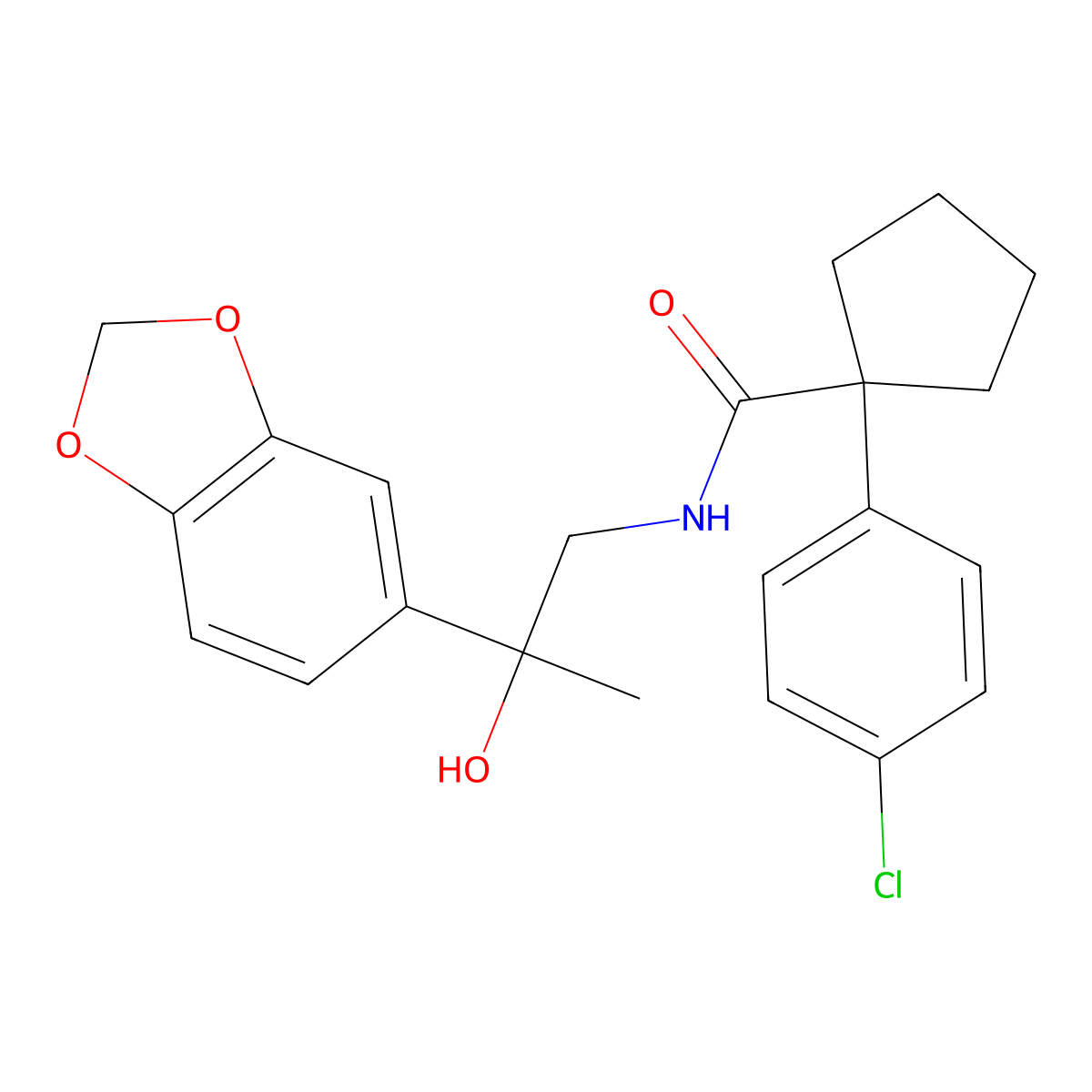 N-(2-(benzo[d][1,3]dioxol-5-yl)-2-hydroxypropyl)-1-(4-chlorophenyl)cyclopentanecarboxamide molecular structure, CAS 1396798-29-0